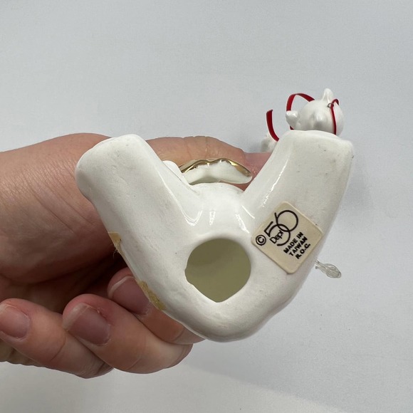 Department 56 Vintage Teddy Bear Ornaments Christmas Solid White Fine China 2 - Picture 4 of 8